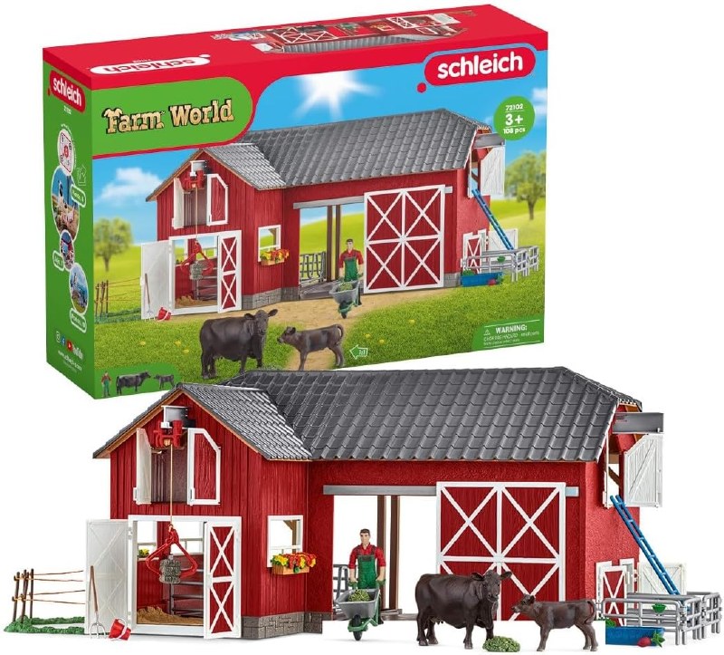 Schleich Large Farm with Black Angus